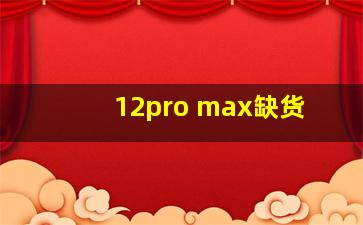 12pro max缺货